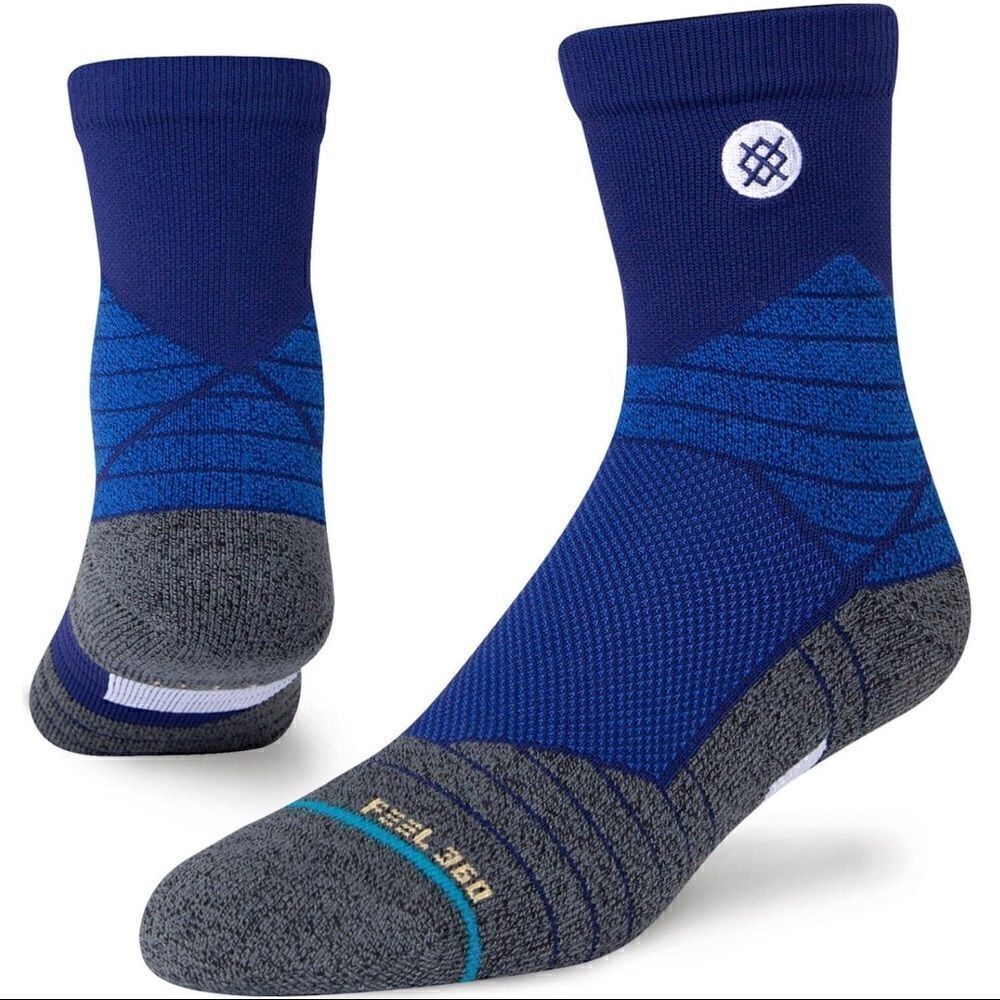 Stance Icon Sport Quarter Basketball Running Training Socks Royal Blue Black New
